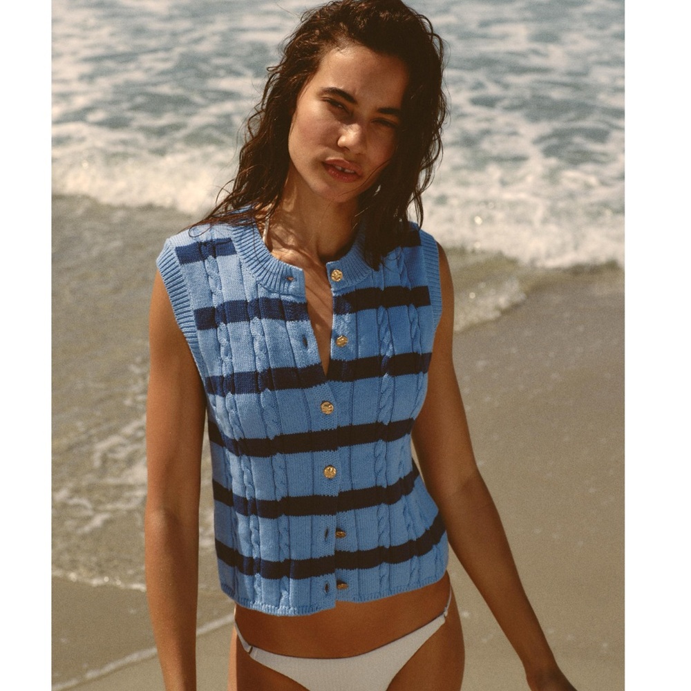 Zara STRIPED WOVEN KNIT TOP